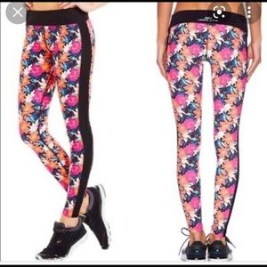 LORNA JANE BLACK Floral mesh leggings